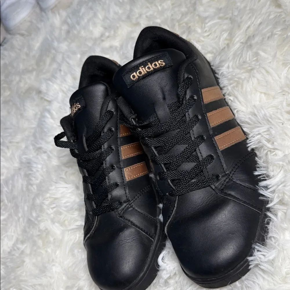 Adidas Black Shoes with Bronze Accents - Picture 3 of 6